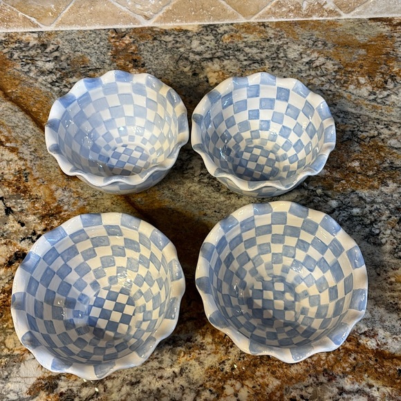 Two's Company Kitchen Vintage Hand Painted Blue And White Checkered